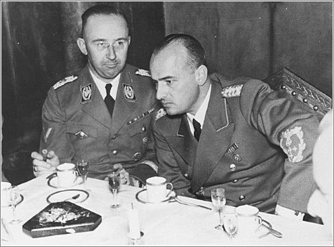 SS chief Heinrich Himmler (left) and Hans Frank, head of the Generalgouvernement in occupied Poland. Krakow, Poland, 1943